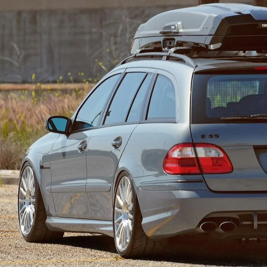 Silver European wagon photographed for Black Owl Garage